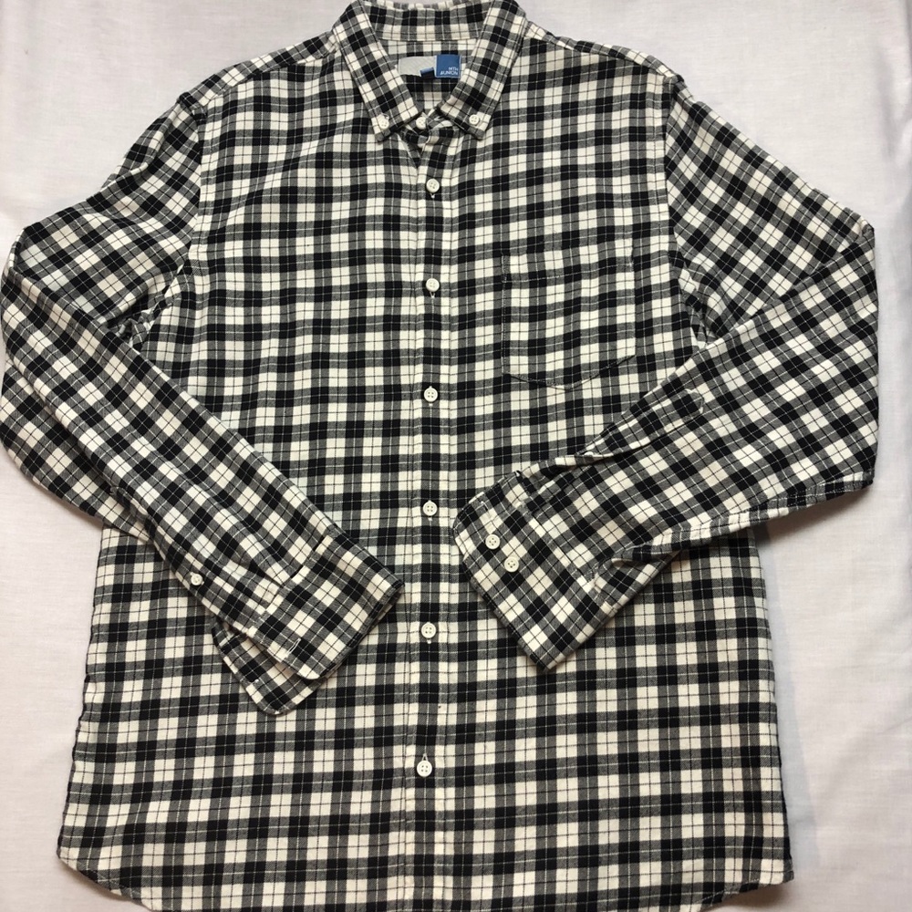 NWOT 14th & Union black/white plaid flannel shirt
